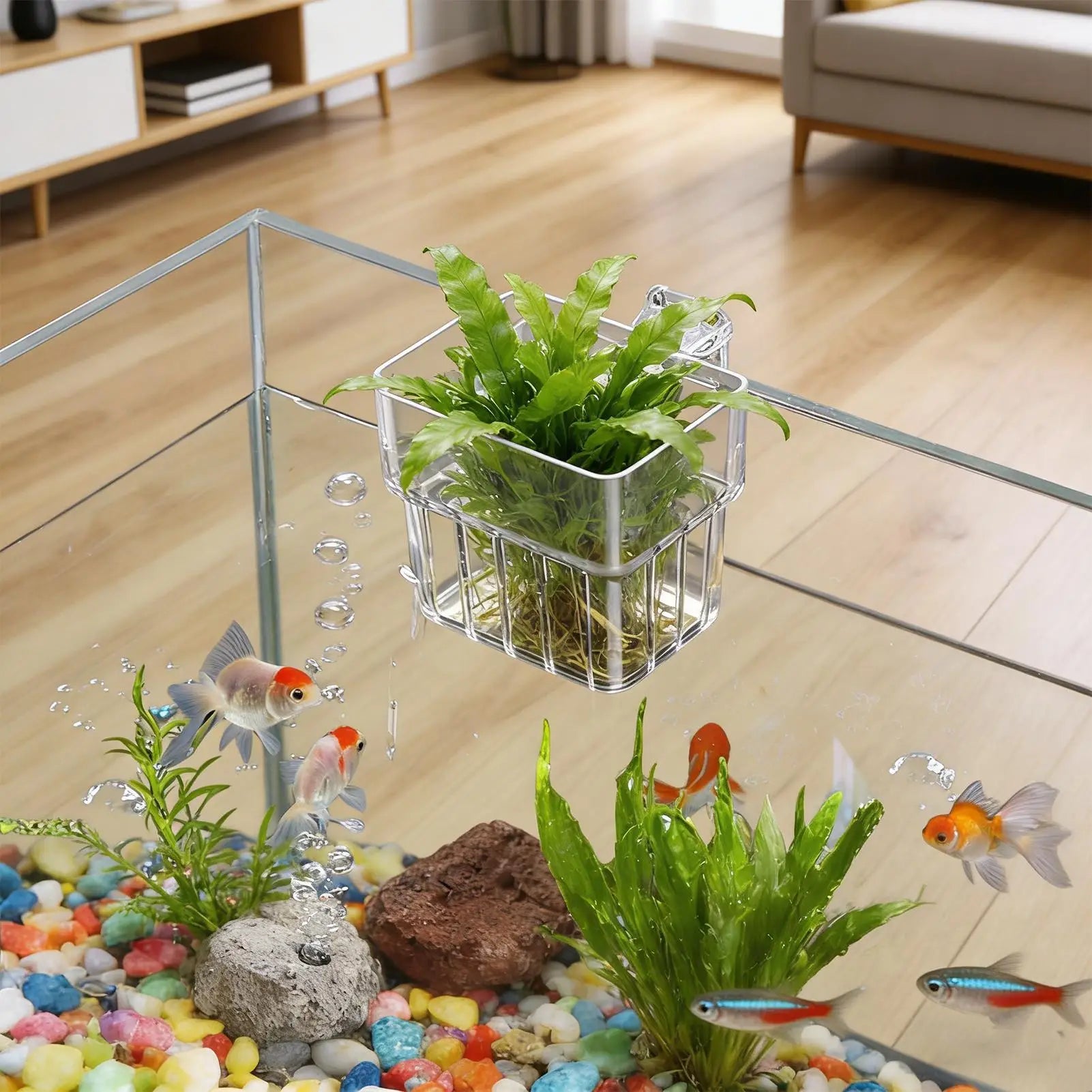 Aquarium Plant Holder Transparent Hanging Pot for Fish Tank Aquatic Plant Cultivation Aquascape Decorations Planter Holder Cups Oasis Select 1PC