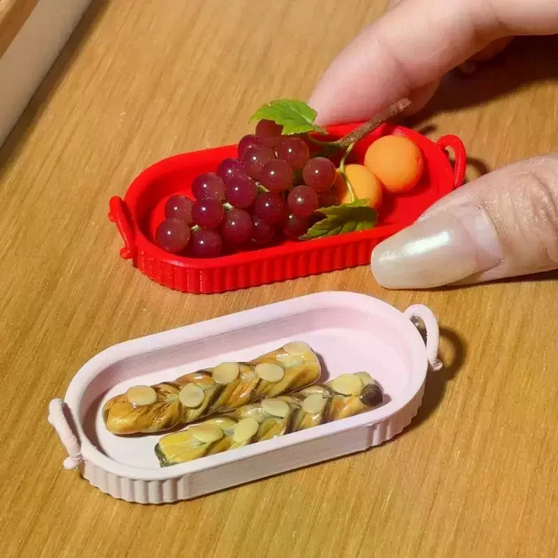 Dollhouse Miniature Kitchen Accessory, Single Piece Simulative Elliptical Plate Food Scene Oasis Select