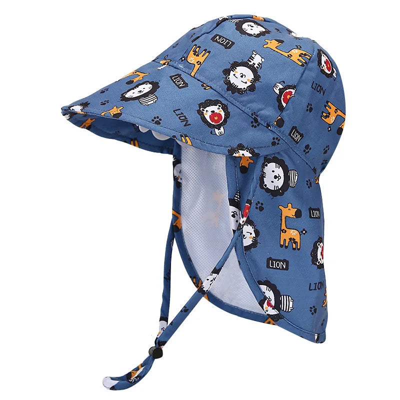New Panama Summer Baby Bucket Hat for Boys Girls Cartoon Breathable Mesh Children's Beach Shawl Sun Hat Kids UV Protection Cap Oasis Select