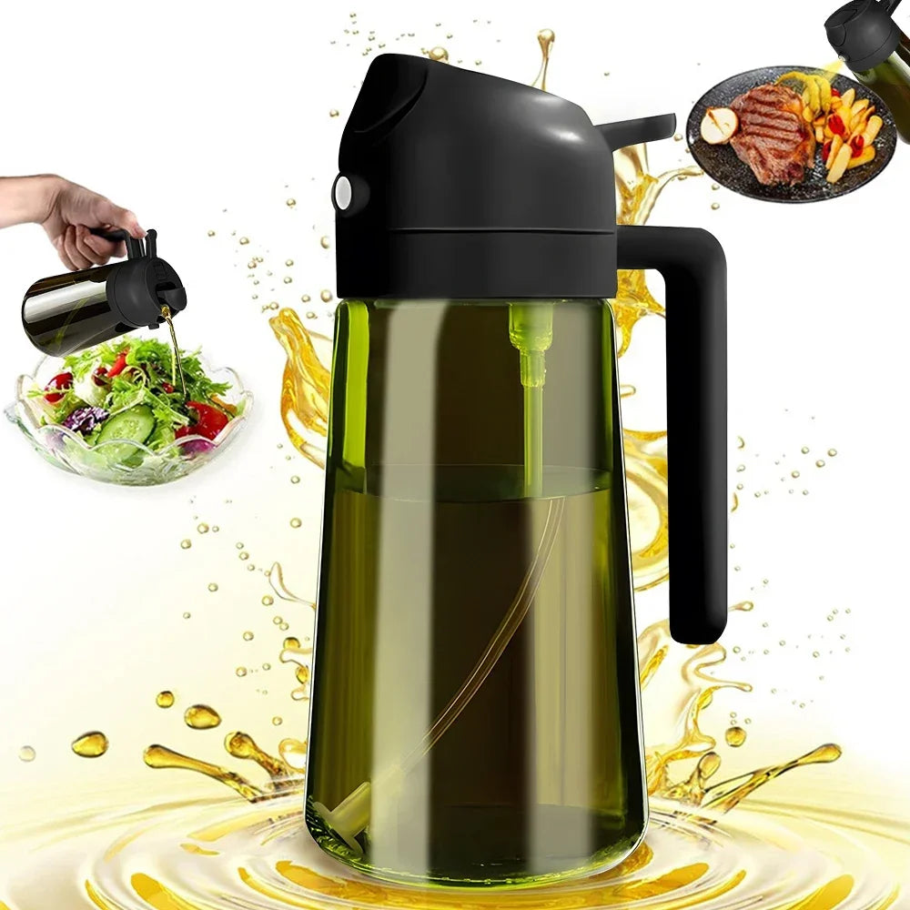 470ML/16oz Light-Blocking Dark Oil Sprayer for Cooking 2 in 1 Olive Oil Dispenser Bottle for Kitchen Dark Green Glass Oil Bottle Oasis Select
