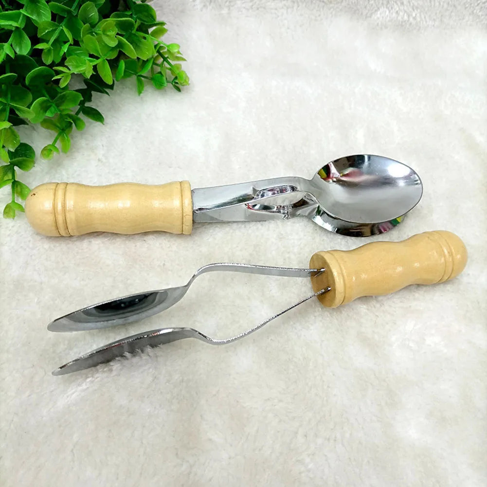Irish Musical Spoons Wooden Handle Percussion Musical Spoons Instrument 8 Inch Metal+wood For Gifts Music Classes Teaching Oasis Select