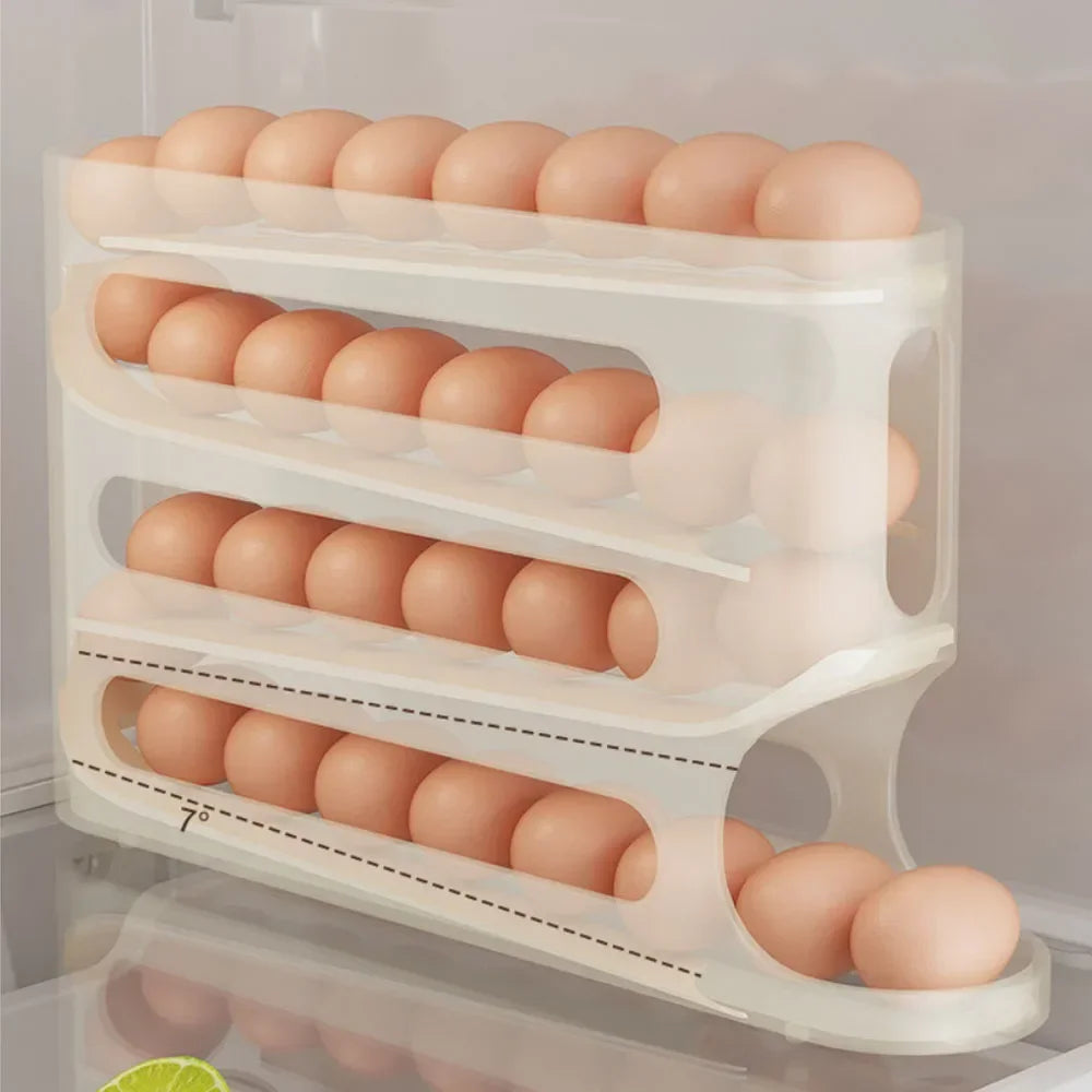 4-Layer Rolling Egg Holder – Fridge Egg Organizer & Dispenser Egg Fridge Organizer Oasis Select