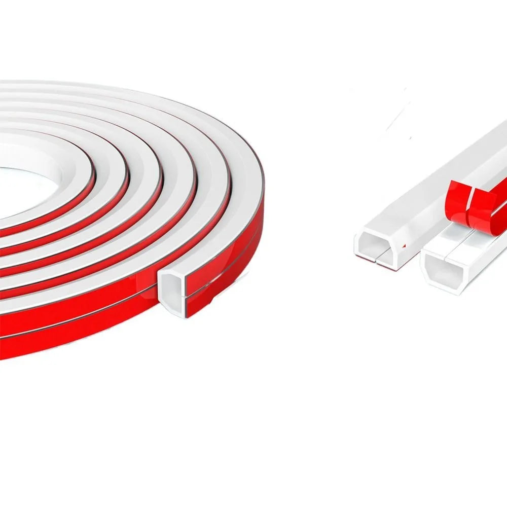 PVC Soft Rubber Trapezoidal Trunking Self-Adhesive Floor Cord Cover Anti-extrusion Extension Wiring Duct Protector Cable Cover Oasis Select White
