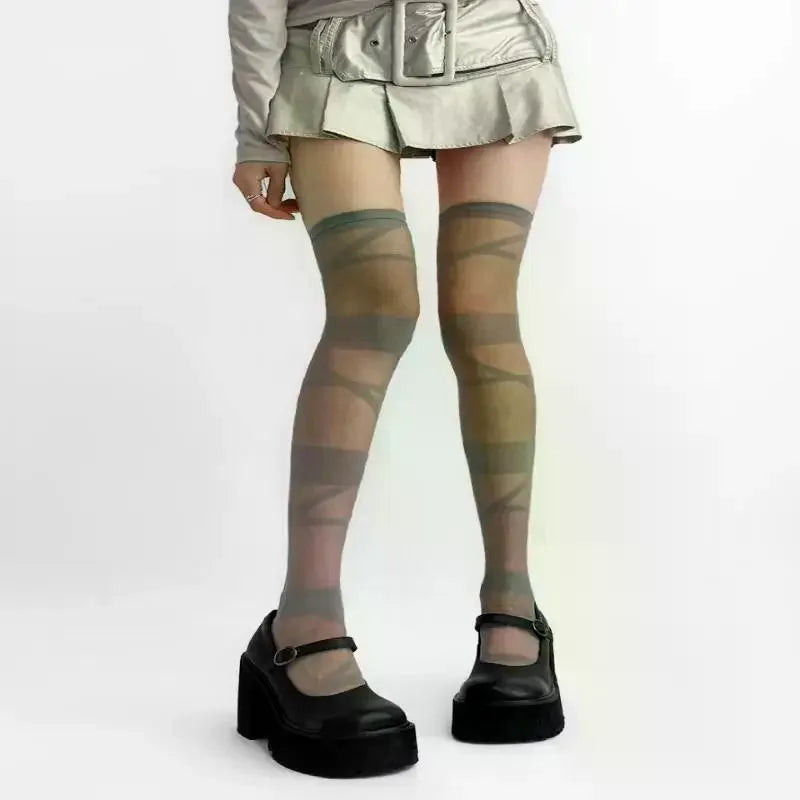 Lolita Women Stockings Ultra-thin 1 Pair Transparent Crystal Silk Fashion Socks Girls Breathable Mesh for Summer Wear Oasis Select