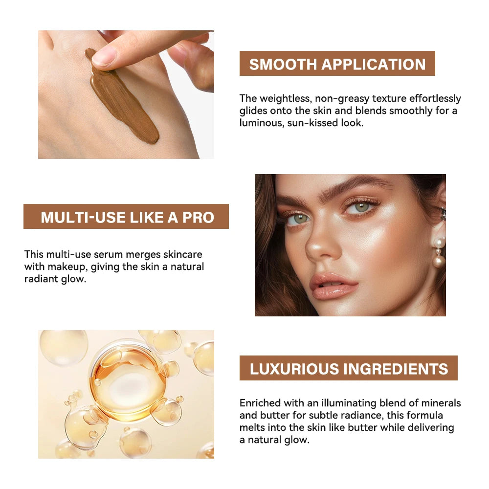 Butter Glow Bronzing Serum Innovative Nourishing Skincare Bronzing Drops for Radiant Natural Sunkissed Complexion Sunkissed Glow Oasis Select