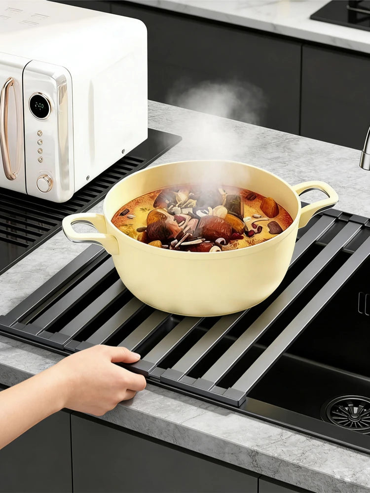 304 Stainless Steel Kitchen Sink Drain Rack Foldable Dish Drainer Rack Rack Sink Bowl and Dish Storage Rack Drying Storage Shelf Oasis Select