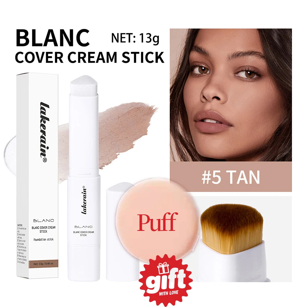2-in-1 Color-Changing Foundation Stick Liquid Lightweight Moisturizing Brightening Foundation Color Changing For All Skin Types Oasis Select 5give away puff
