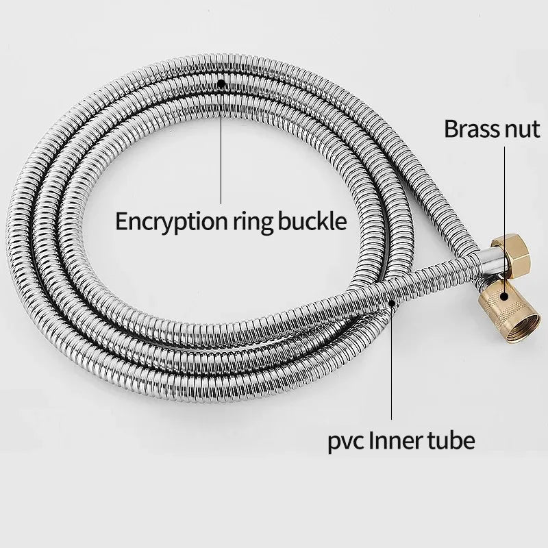 New Brass Head 1.5/2/3M Stainless Steel Flexible Shower Hose Long Shower Water Hose Extension Plumbing Pipe Bathroom Accessories Oasis Select