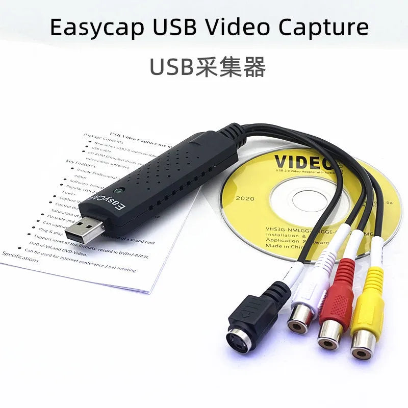 USB Audio Video Capture Card Adapter USB 2.0 to RCA Video Capture Converter with USB Cable For TV DVD VHS Capture Device Oasis Select