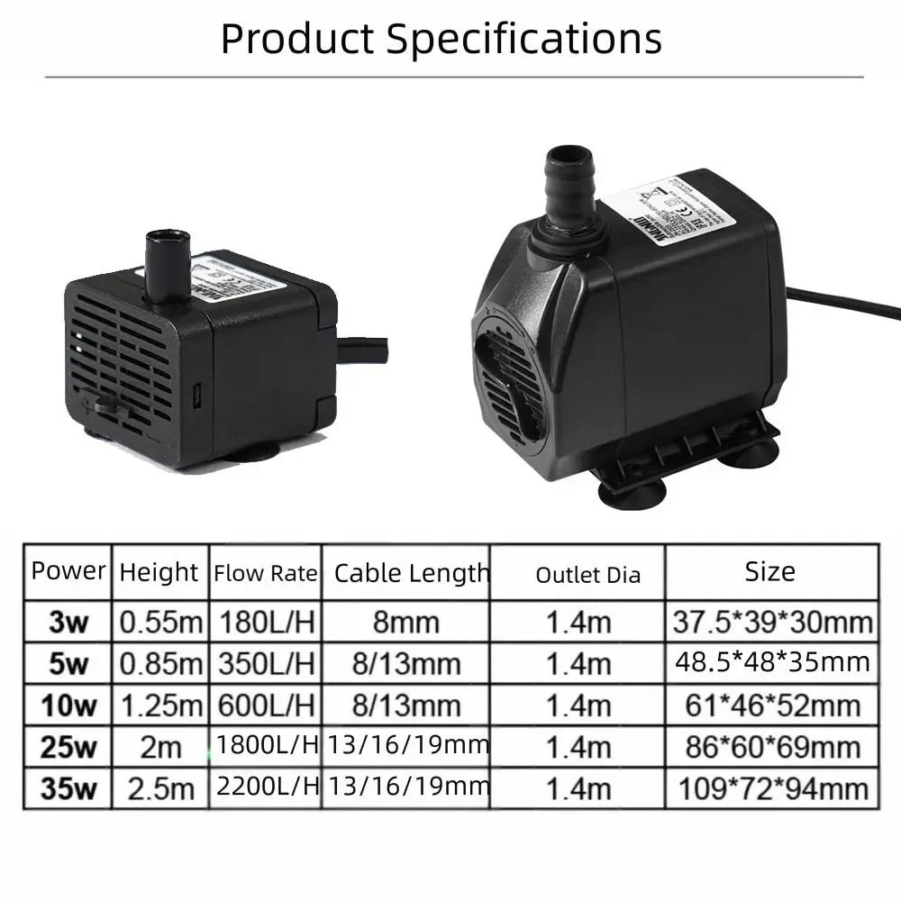 Ultra-Quiet Submersible Water Pump | Aquarium & Fountain