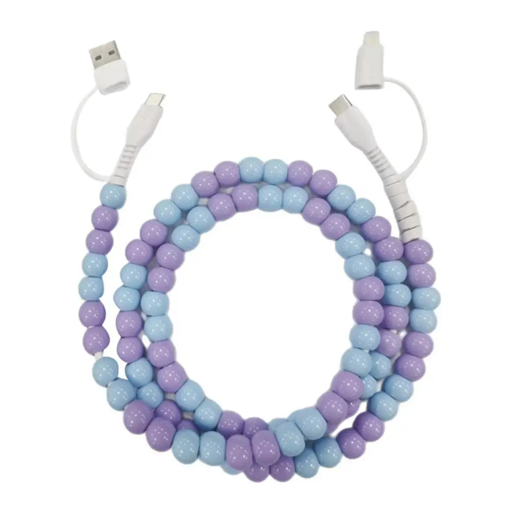 4-in-1 PD3.0 Beaded Charging Cable – USB-C & 8-Pin Fast Sync