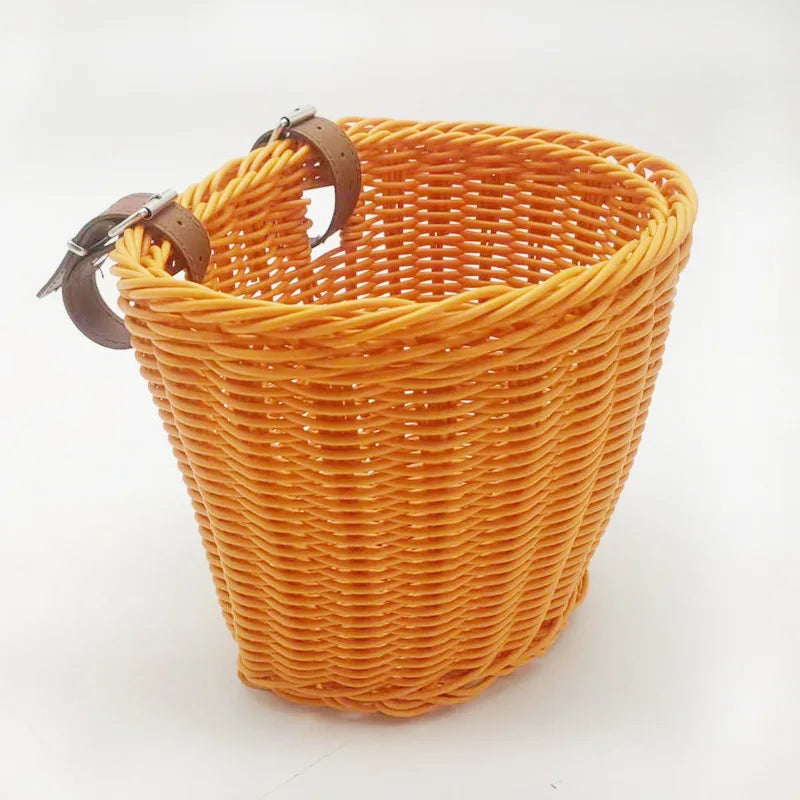 Eco-friendly Woven Rattan Baskets - Fit Scooters Baby Walkers Children's Bikes & Electric Vehicles Multiple Sizes Rattan Basket Oasis Select Orange 22x1818CM