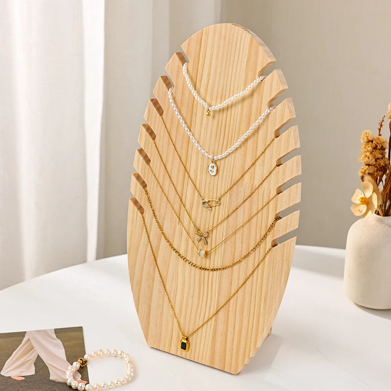 1pc wooden necklace large/small display rack, leaf shaped jewelry storage rack, desktop necklace bracelet display rack Oasis Select