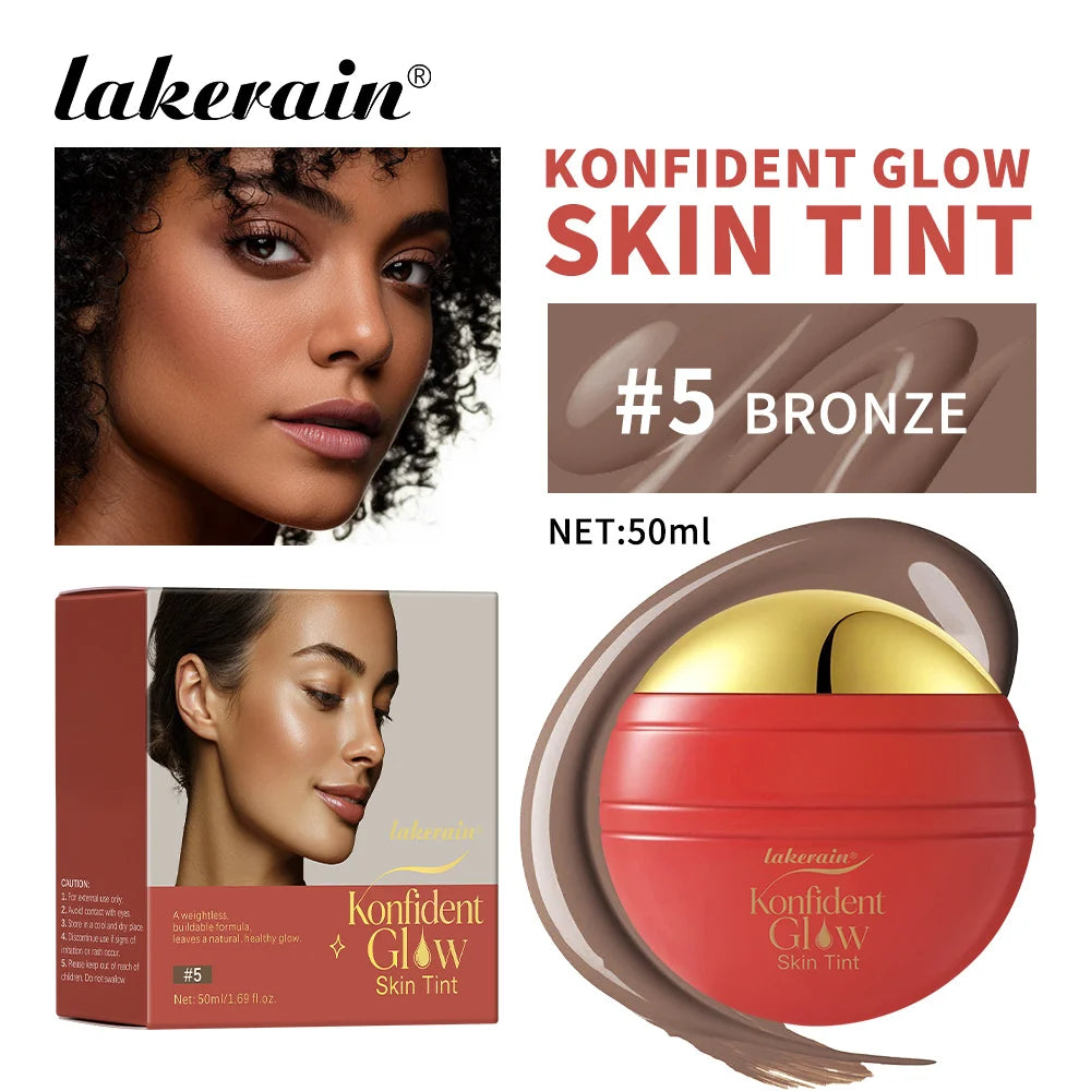 Konfident Glow Skin Tint Waterproof Hydrating Skin Foundation Coverage 30 ml Oil-Free Long - Lasting Glass-Skin Foundation Clean Oasis Select 5Bronze