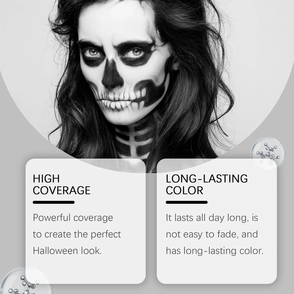 Halloween Black & White Face Paint Cream – Clown Cosplay Makeup Halloween Face Paint Oasis Select