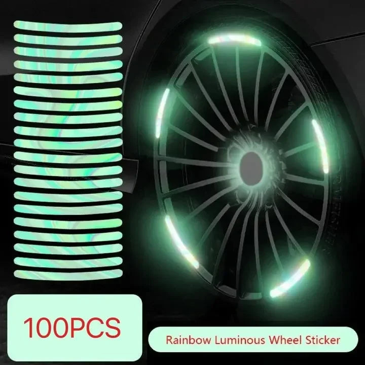 Car Wheel Hub Reflective Sticker Tire Rim Reflective Strips Luminous for Night Driving Car Bike Motorcycle Wheel Sticker Oasis Select 100Pcs Colorful