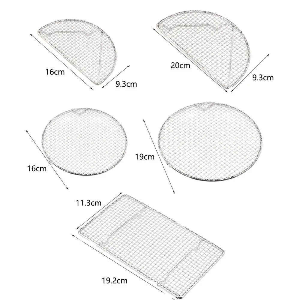 Household Stainless Steel Tempura Frying Net Semi -circular/Round Japanese Style Barbecue Net Durable Drying Net Fried Food Oasis Select