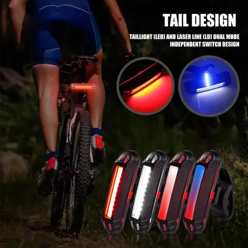 Bike Tail Light Super Bright USB Rechargeable Front Fork Light Safety Warning IPX4 Waterproof Cycling Tail Light 6 Modes Oasis Select