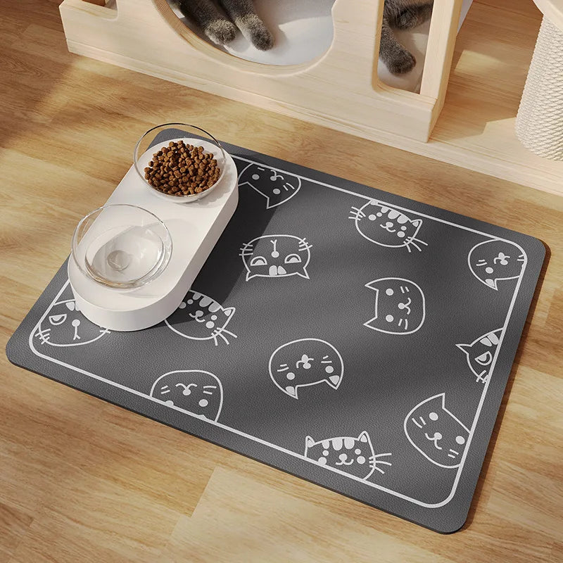 Pet Feeding Floor Mat, Water-absorbing, Cooling and Anti-slip Mat, Cat Mat and Dog Mat, Special Wipe and No-wash Pet Mat Oasis Select Cat dark gray S 35x50