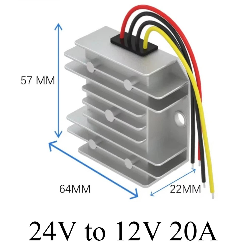 DC 24V to DC 12V 24 Volt to 12 Volt 5A-20A Buck Module Step Down Voltage Regulator Buck Converter for Cars Oasis Select 20A 24V 12V