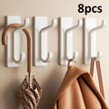 8pcs No Drill Traceless Invisible Hooks Heavy Duty Stainless Steel Wall Hooks Waterproof Self Adhesive Hangers,sin Perforación Oasis Select 8pcs white