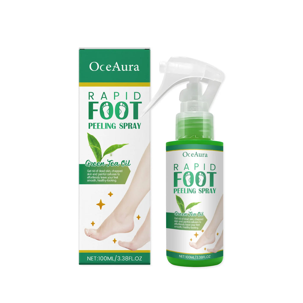 OceAura Foot Peeling Spray – Exfoliate & Heal Cracked Heels Foot Exfoliating Spray Oasis Select 100ml Boxed