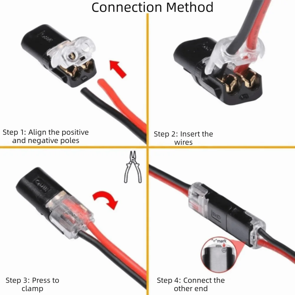 2-Pin No-Strip Spring Wire Connector | Crimp Terminal Block 20pk