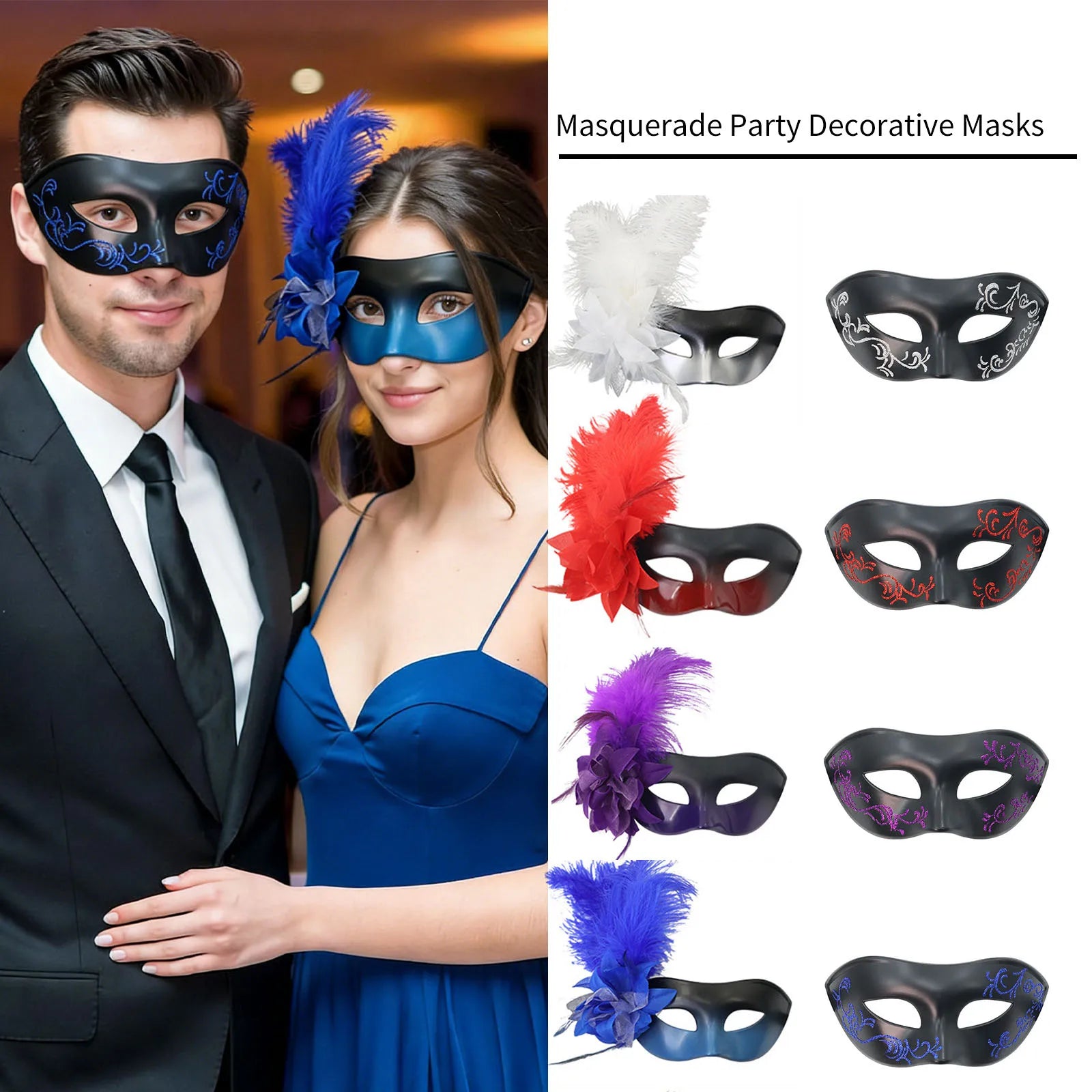 2-Pack Couple Masquerade Masks | DIY Halloween Carnival Party