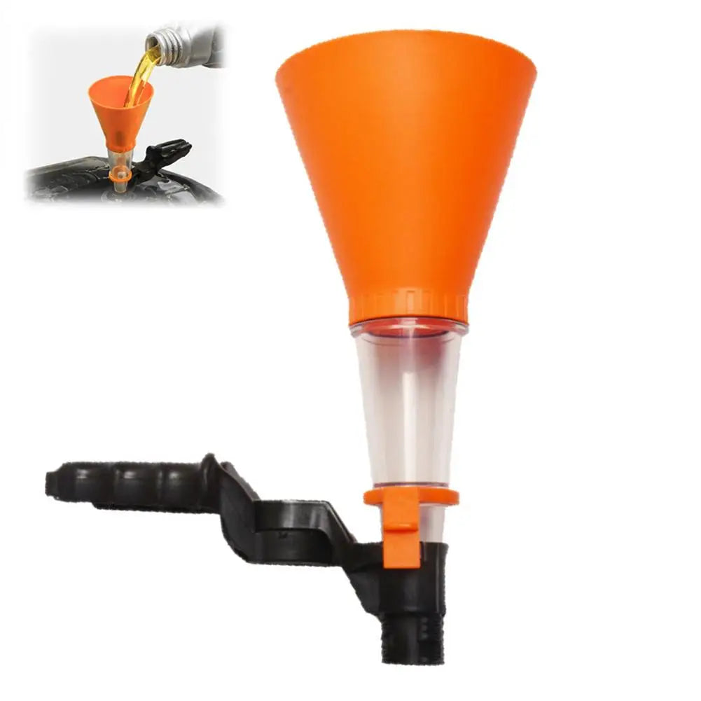 Hands-Free Engine Oil Funnel with Self-Locking Clamp – Universal