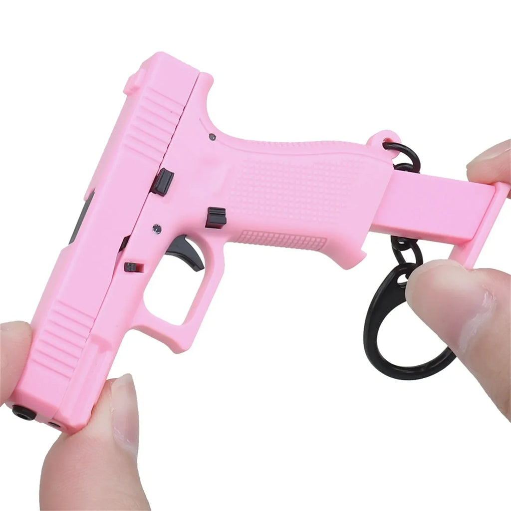 Tactical Pistol Shape Men's Keychain Mini Portable Decorations Detachable G45 Keyring Key Chain Ring Realistic Model Toys Gift Oasis Select Pink
