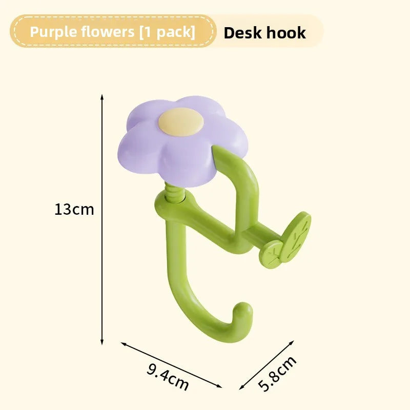 1pcs Detachable Desk Edge Bag Hook Practical Punch-free Hanging Bracket Student Daily Office Bag Organizer Oasis Select Purple