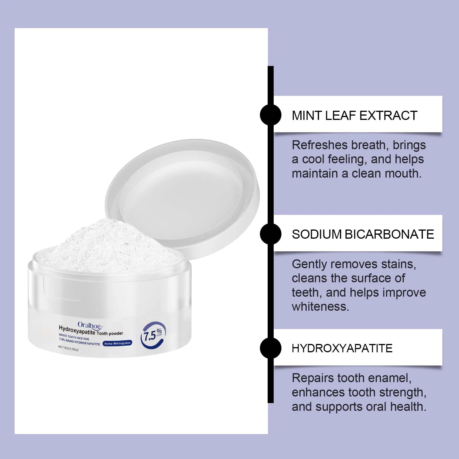 Dental Cleaning Powder Remove Plaque Stains Reduce Calculus Fresh Bad Breath Lasting Freshness Tooth Whitening Care Product 50g Oasis Select