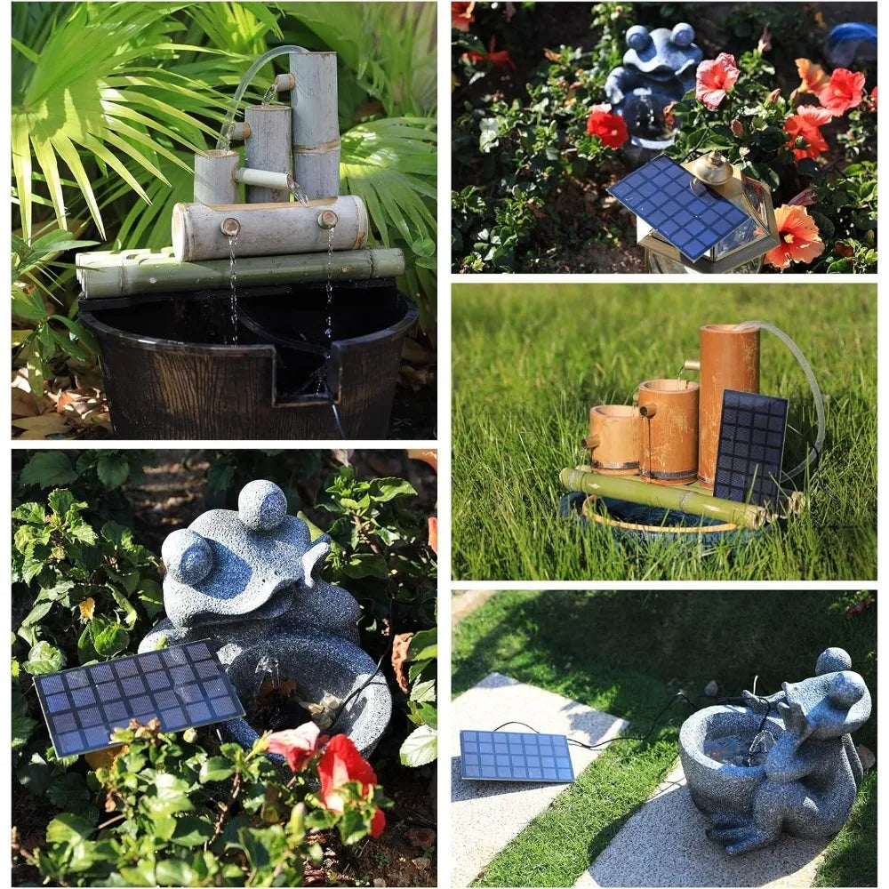 2.5W Solar Water Pump,with 6 Nozzles 1.2M Water Pipe,DIY Water Feature Garden Pond Bird Bath,Ideal Outdoor Fountain/Decoration Oasis Select