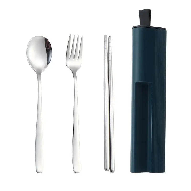 Travel Utensils Set made of 304 Stainless Steel; Reusable Flatware for Camping; Includes Spoon, Fork, Chopsticks, and Case Oasis Select
