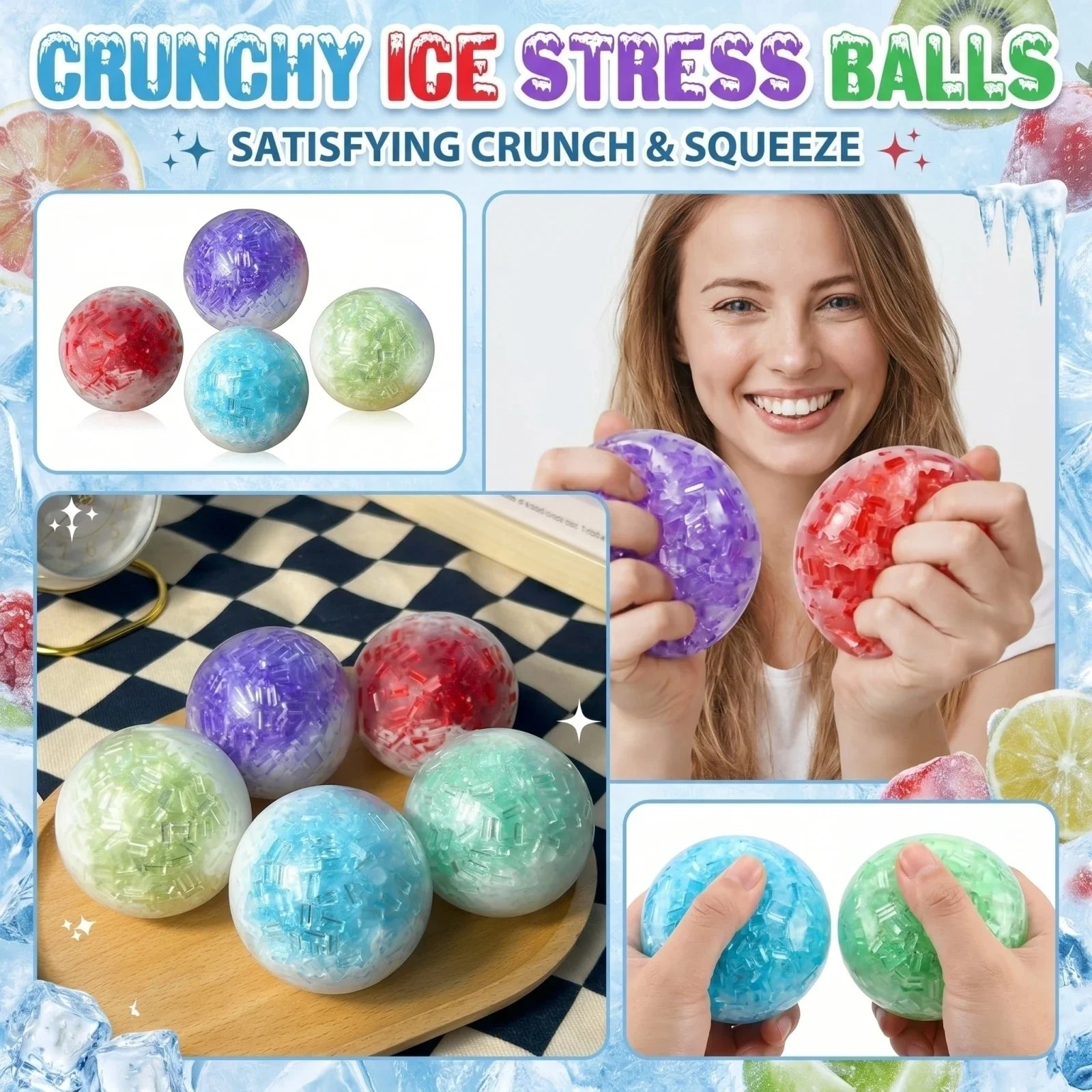 1-20PCS Crushed Ice Cream Soft Squishy Ball Stress Relief Handmade Decor Squeeze Decompression Fidget for Adult Oasis Select