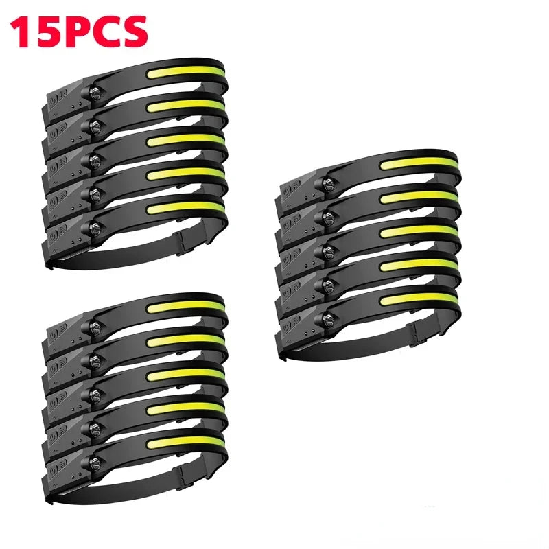 KDULIT 1~20Pack LED Sensor Headlamp Built-in Battery USB Rechargeable Waterproof Head Torch Outdoor Camping Fishing Headlight Oasis Select 15pcs