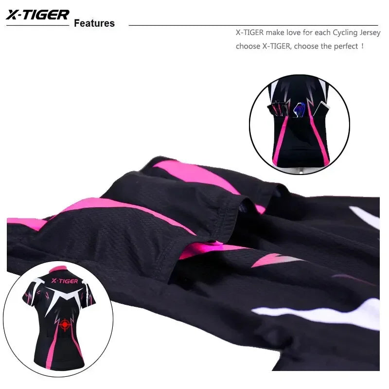 X-TIGER Women's Cycling Jersey Summer Breathable Quick-drying Bicycle Shirt MTB Mountain Road Cycling Clothing Oasis Select