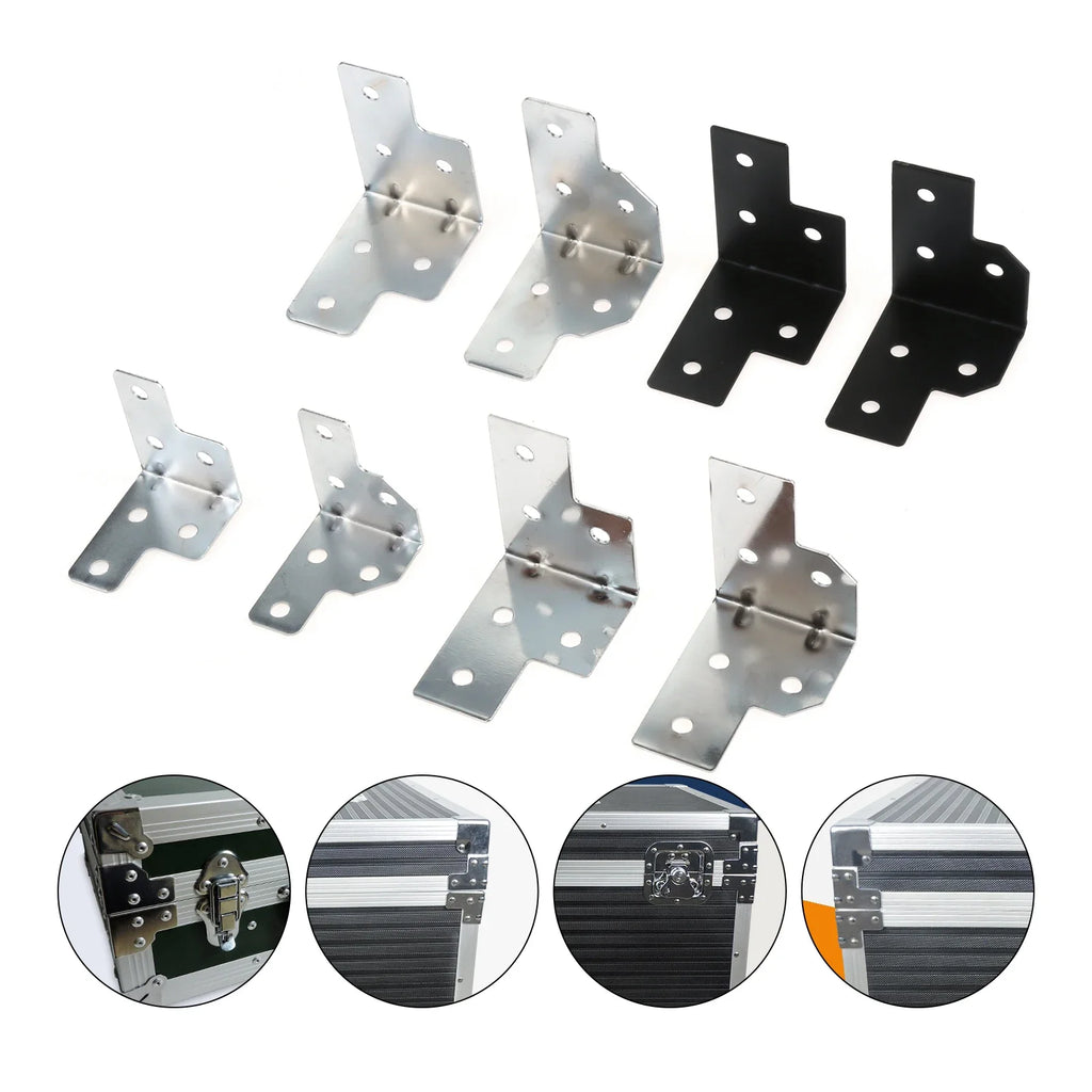 4-Pack Metal Corner Brackets for Flight Case & Wood Box Protection