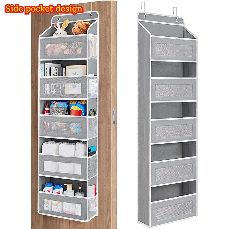 5-Shelf Hanging Storage Organizer - Behind Door, Anti-Tilt, 5 Large Capacity Pockets, Suitable for Bedroom, Bathroom Oasis Select 5 Grids grey