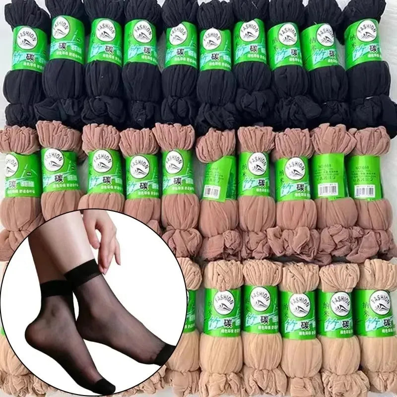 10/20/30/50Pairs Transparent Summer Socks Ultrathin Women Nylon Ladies Female Short Ankle Meias Elastic Crystal Spring Silk Sox Oasis Select