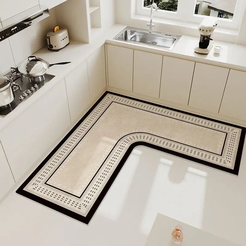 New L Shaped Simple Kitchen Mat Foot mats Long Area Rugs Crystal Velvet Carpet for Living Room Absorbent Foot Bedroom Doormat Oasis Select B 70x70x45cm