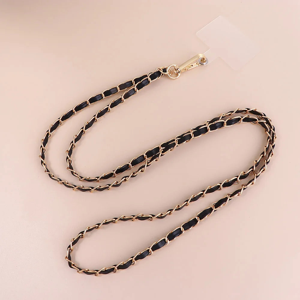 Long Phone Straps Anti-lost Lanyard Mobile Phone Accessories Crossbody Chain Metal for Women Phone Case Hanging Cord Oasis Select 7mm black