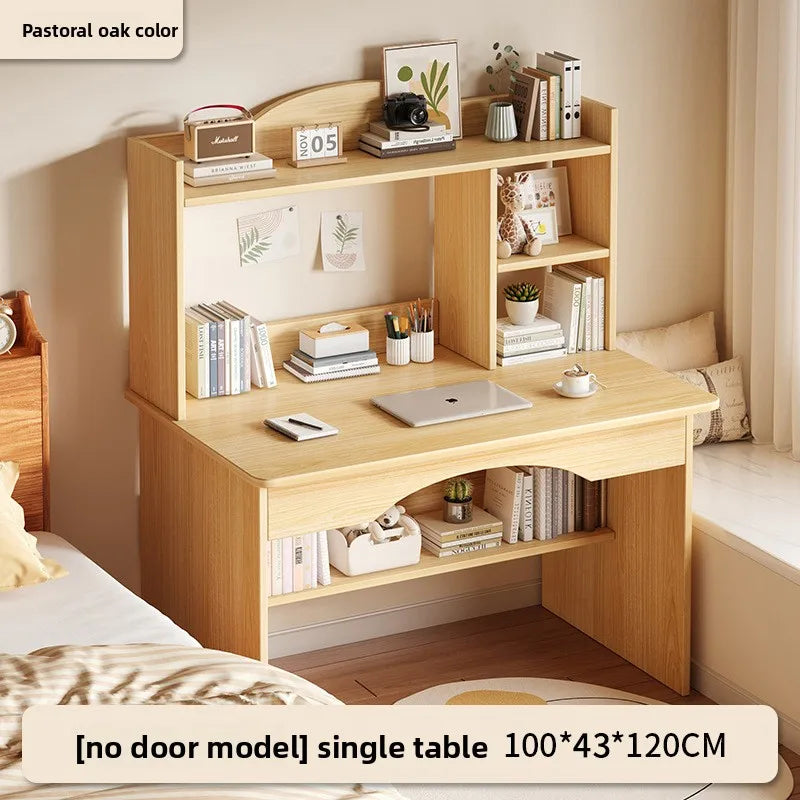Home Desk Bookcase Integrated Simple Desktop Study Table Bedroom Dresser Locker Computer Desk Oasis Select Oak 100CM