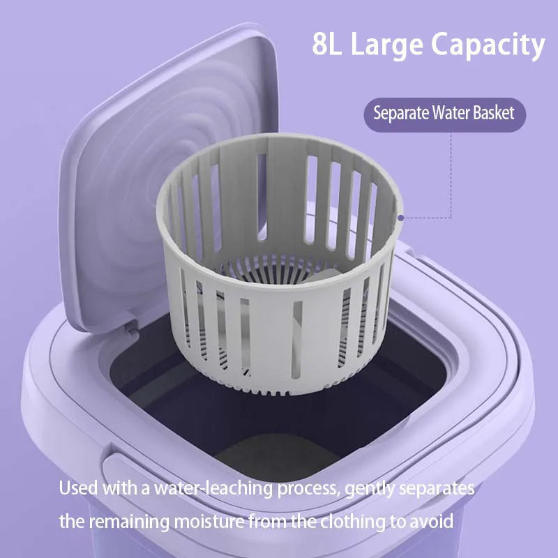 8L Foldable Washing Machine Portable Socks Underwear Panties Retractable Household Washing Machine 3 Models With Spinning Dry Oasis Select