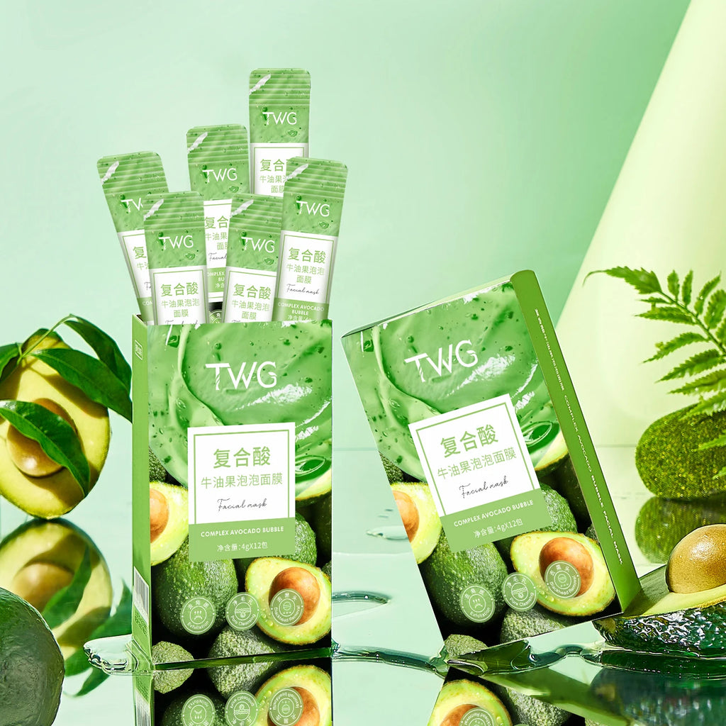 Avocado Bubble Facial Mask 12pc – Deep Cleanse & Moisturize Facial Mask Set Oasis Select