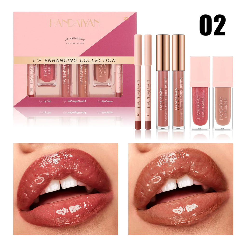 Matte Liquid Lipstick 6Pcs Set Waterproof Long Lasting Lip Plumper Hydrated Non Fade Makeup Gift Collection Oasis Select 02