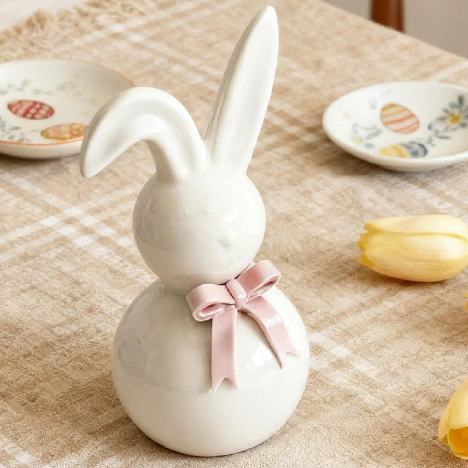Easter Bunny Ornament Cute Ceramic Desktop Decoration Art Craft Home Decor Present Easter Rabbit Sculpture Easter Home Decor Oasis Select