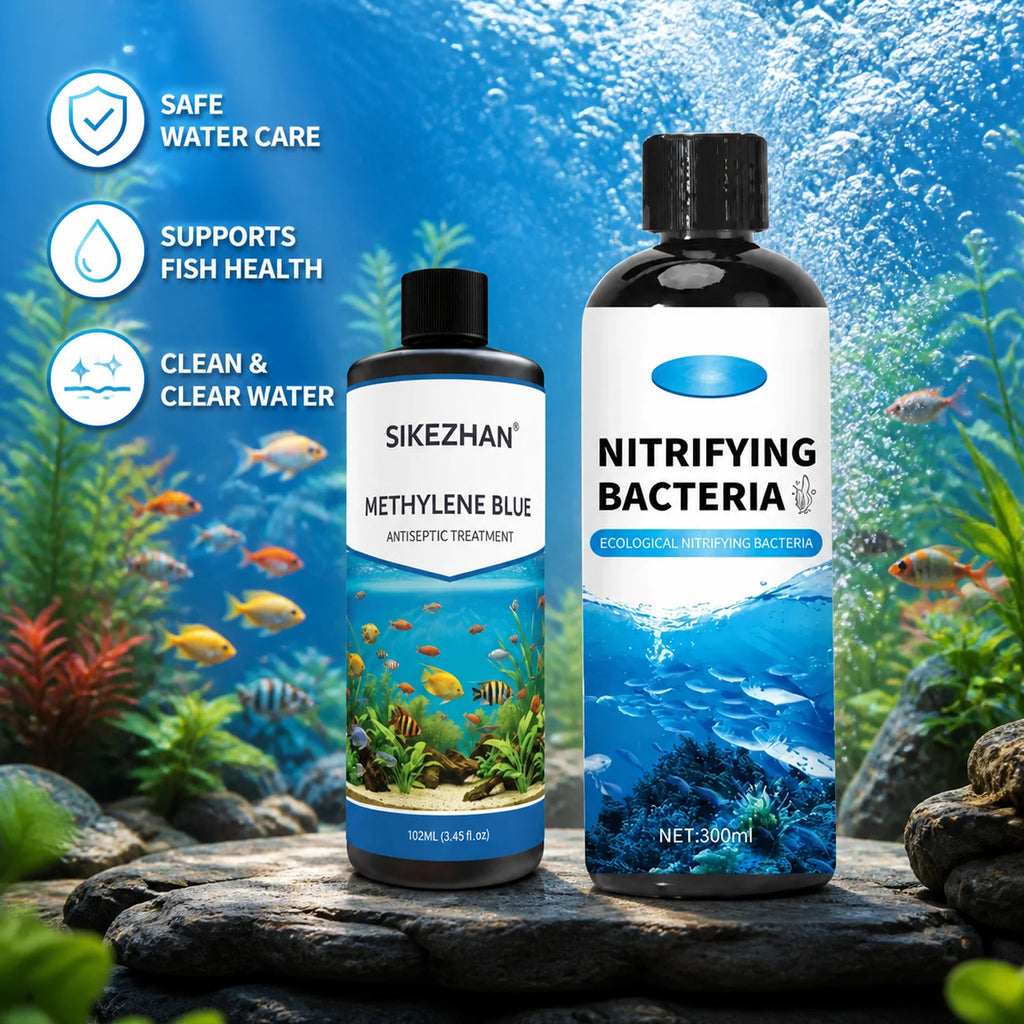Fish Tank Methylene Blue Nitrifying Bacteria Kit Safe Water Cycle Starter Cure Ich Fungus Treatment For Betta Guppy Goldfish Oasis Select