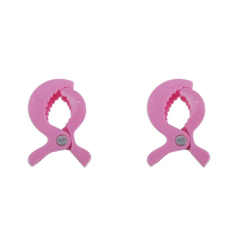 1-4PCs Baby Colorful Car Seat Accessories Plastic Pushchair Toy Clip Pram Stroller Peg To Hook Cover Blanket Mosquito Net Clips Oasis Select Rose red 2pcs