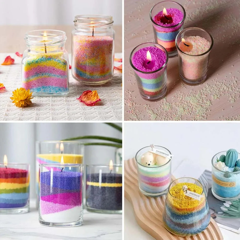 20g 10 Colors/Bag DIY Pearl Candle Sand Kit with 20pcs Wicks for Crafting Weddings Parties Valentine’s Day Decor, Candle Making Oasis Select